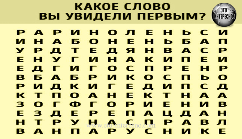 ПЕРВОЕ СЛОВО, КОТОРОЕ ВЫ УВИДЕЛИ, РАССКАЖЕТ О ВАС ИНТЕРЕСНЫЕ ПОДРОБНОСТИ