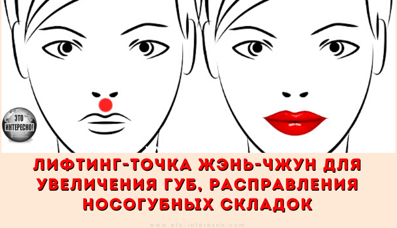 ЛИФТИНГ-ТОЧКА ЖЭНЬ-ЧЖУН ДЛЯ УВЕЛИЧЕНИЯ ГУБ и РАСПРАВЛЕНИЯ НОСОГУБНЫХ СКЛАДОК